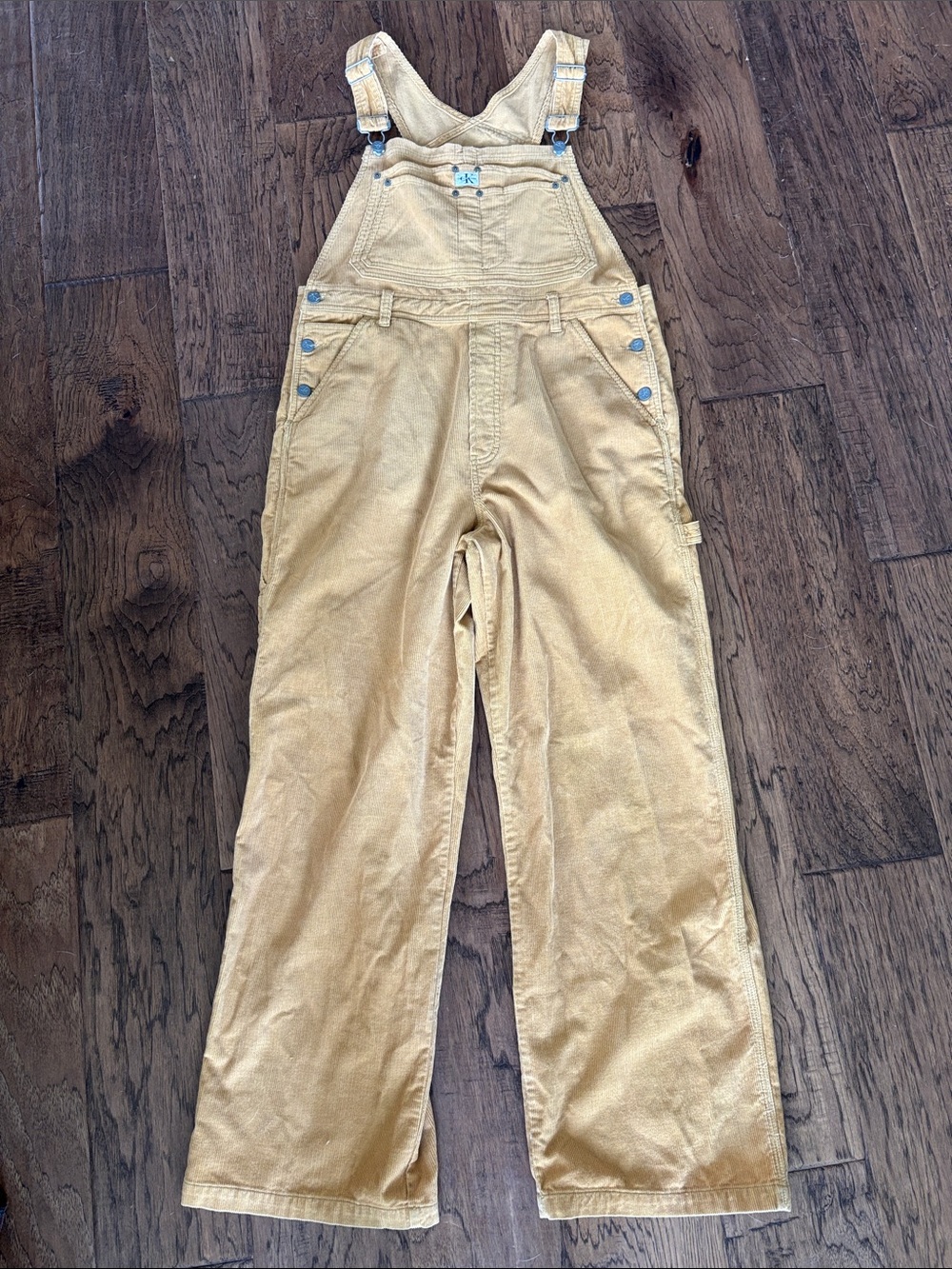Vintage '90s Calvin Klein Corduroy Carpenter Overalls in Mustard Tan